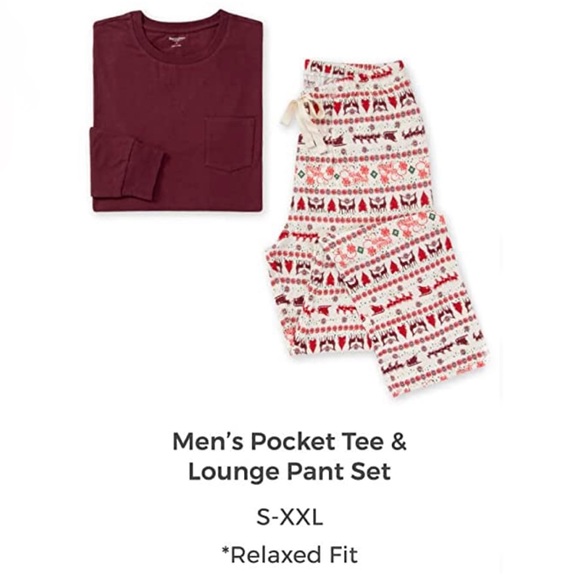 Men's pocket tee & lounge pants Christmas holiday pajama set XXL - Picture 2 of 7